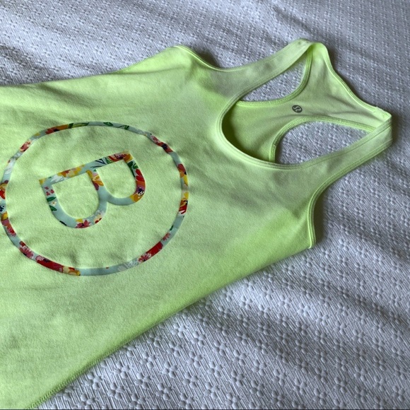 lululemon athletica Tops - Lululemon Neon Green Floral Racerback Tank Top - 2